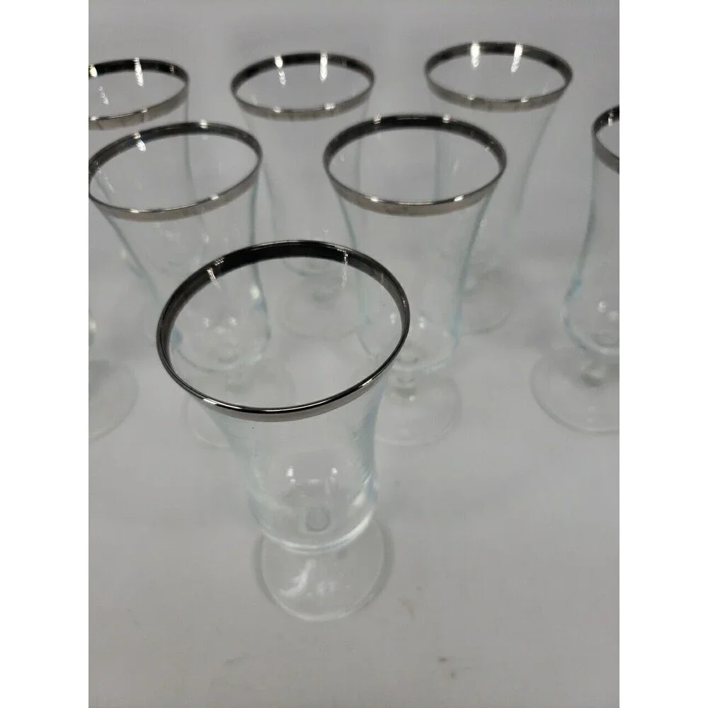 French Crystal Platinum Rim Cocktail or Dessert Parfait Glasses Marked France